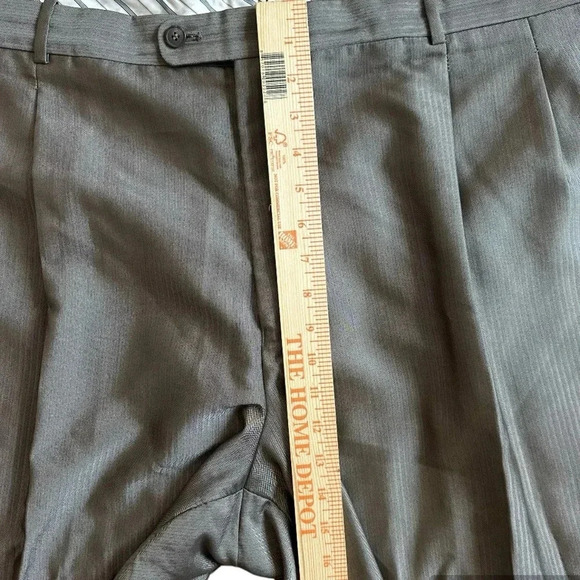 VTG PHAT FARM Premium Dress Pants Mens 51R Slacks Gray Silver Satin Pleat Cuff - Picture 7 of 10